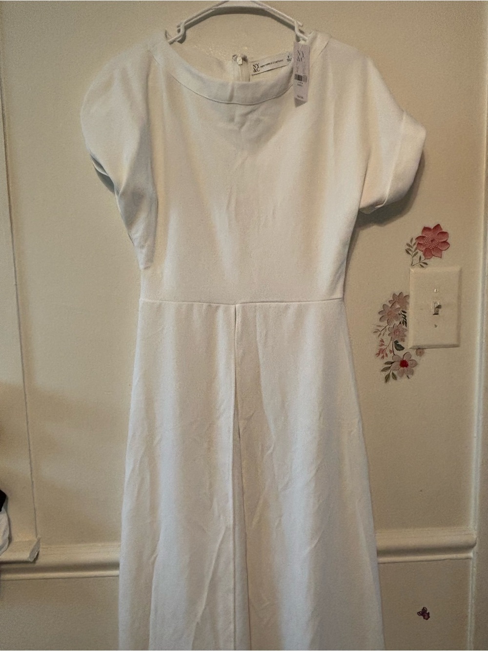 New York & Company Girls White Cap Sleeve A-Line Dress